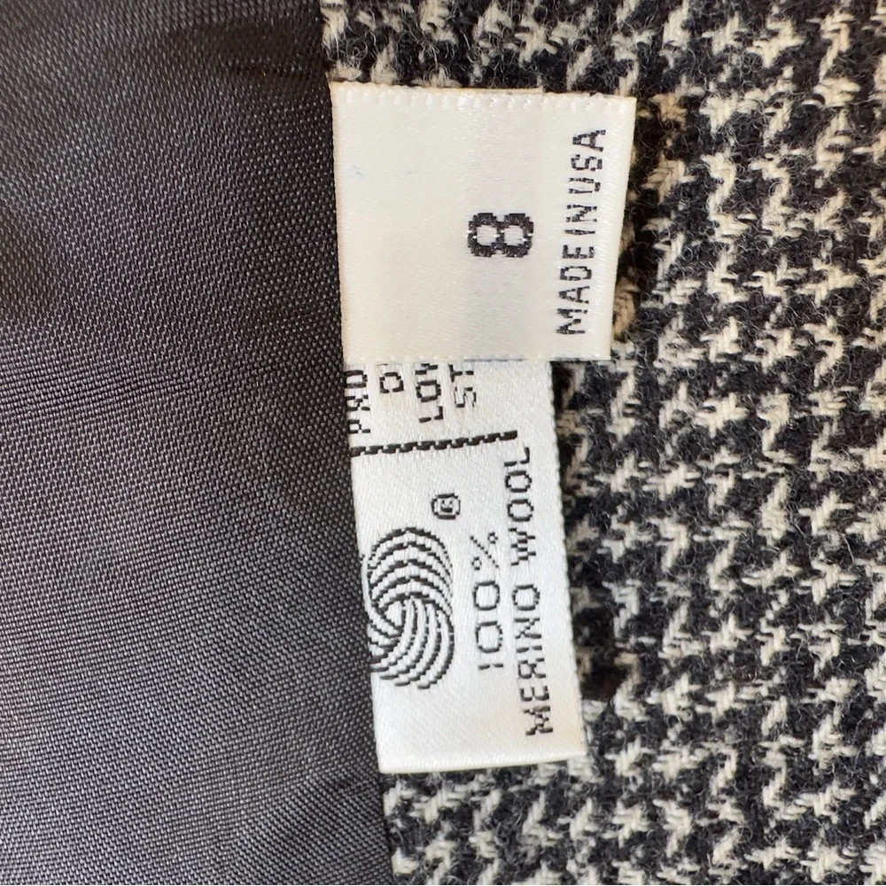 Evan Picone Wool Herringbone Black and White Blazer size 8 Vintage made in USA